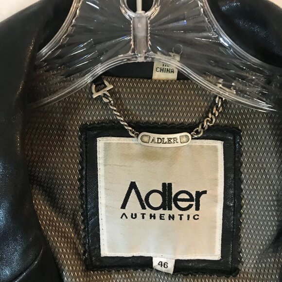 Adler Black Lambskin Mens 3XL Leather Jacket 3 Button Coat Size 46L - Picture 4 of 9